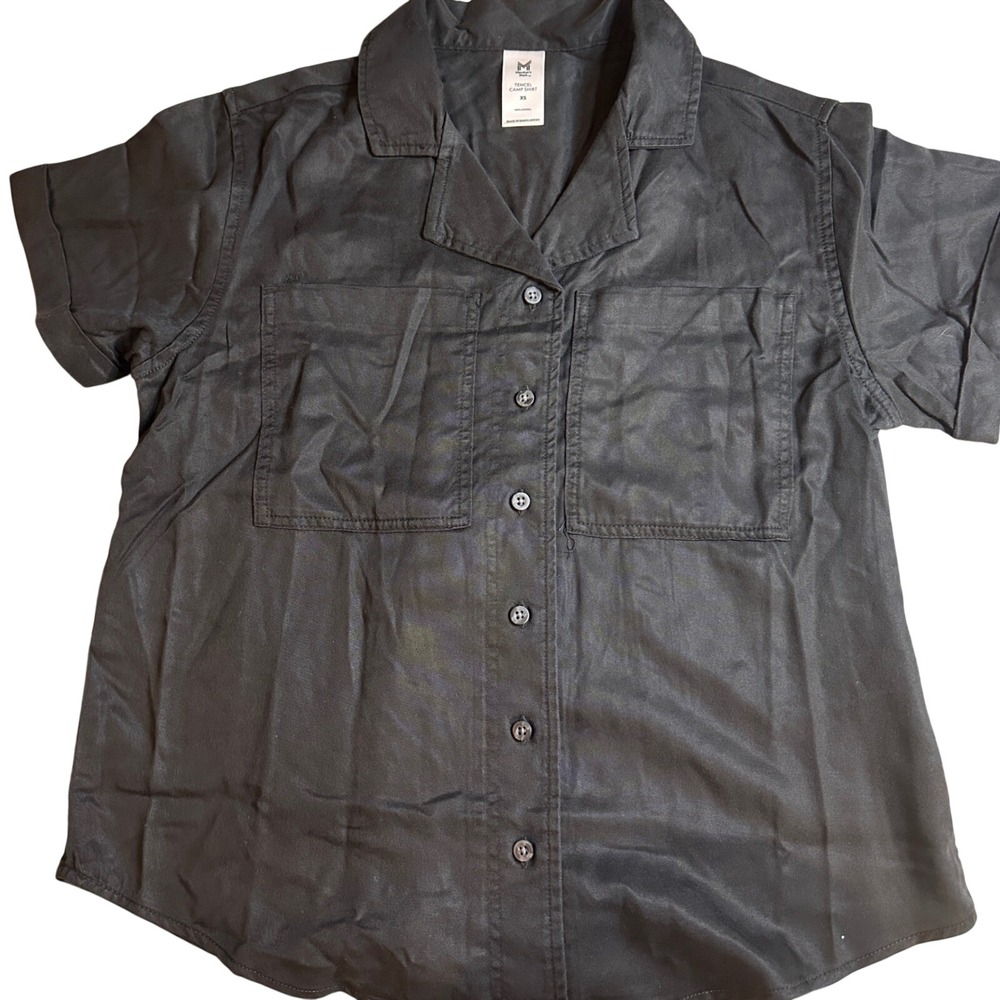 Members Mark‎ Black 100% Lyocell Tencel Camp Shirt Button Front Womens XS NWT
